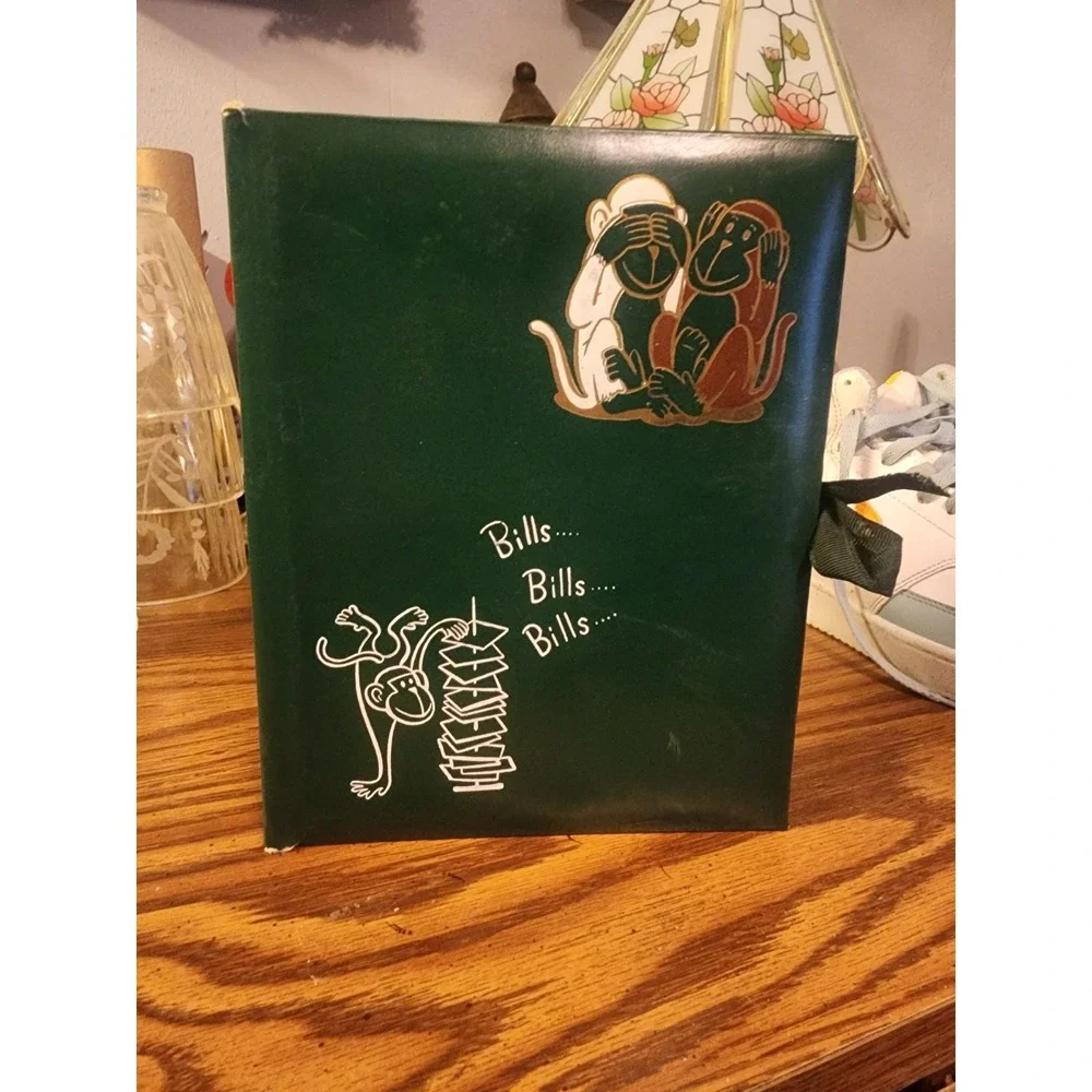 Vintage 1960s Expandable Accordian Document File Folder‎ Monkey Motif MINTY Rare